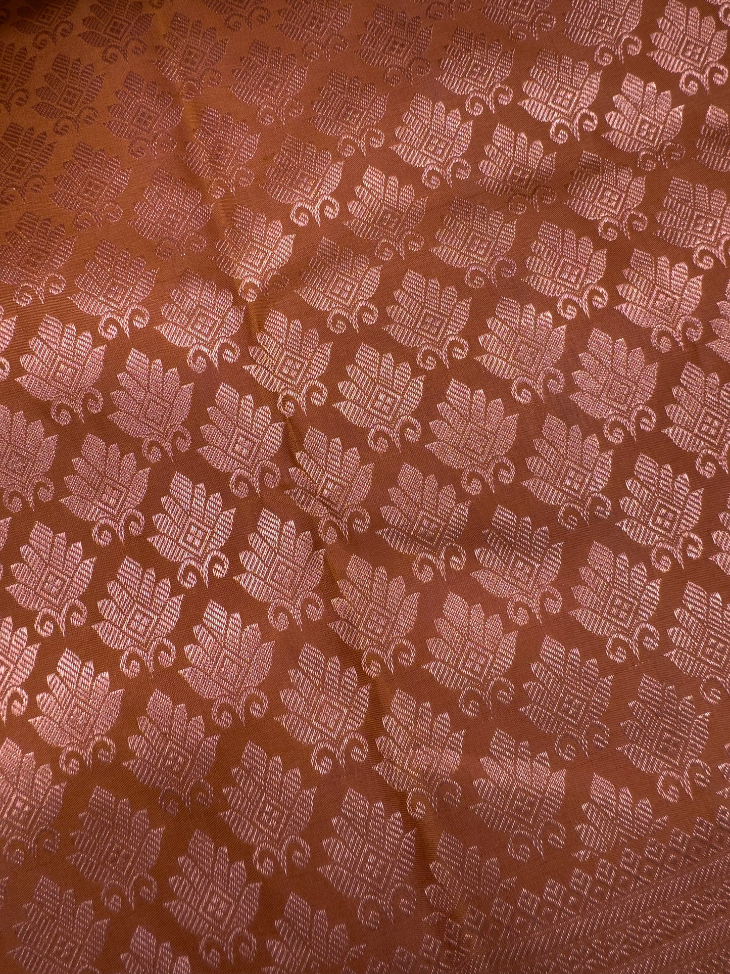 Burnt Orange Kanchipuram Silk Saree With Gold Zari