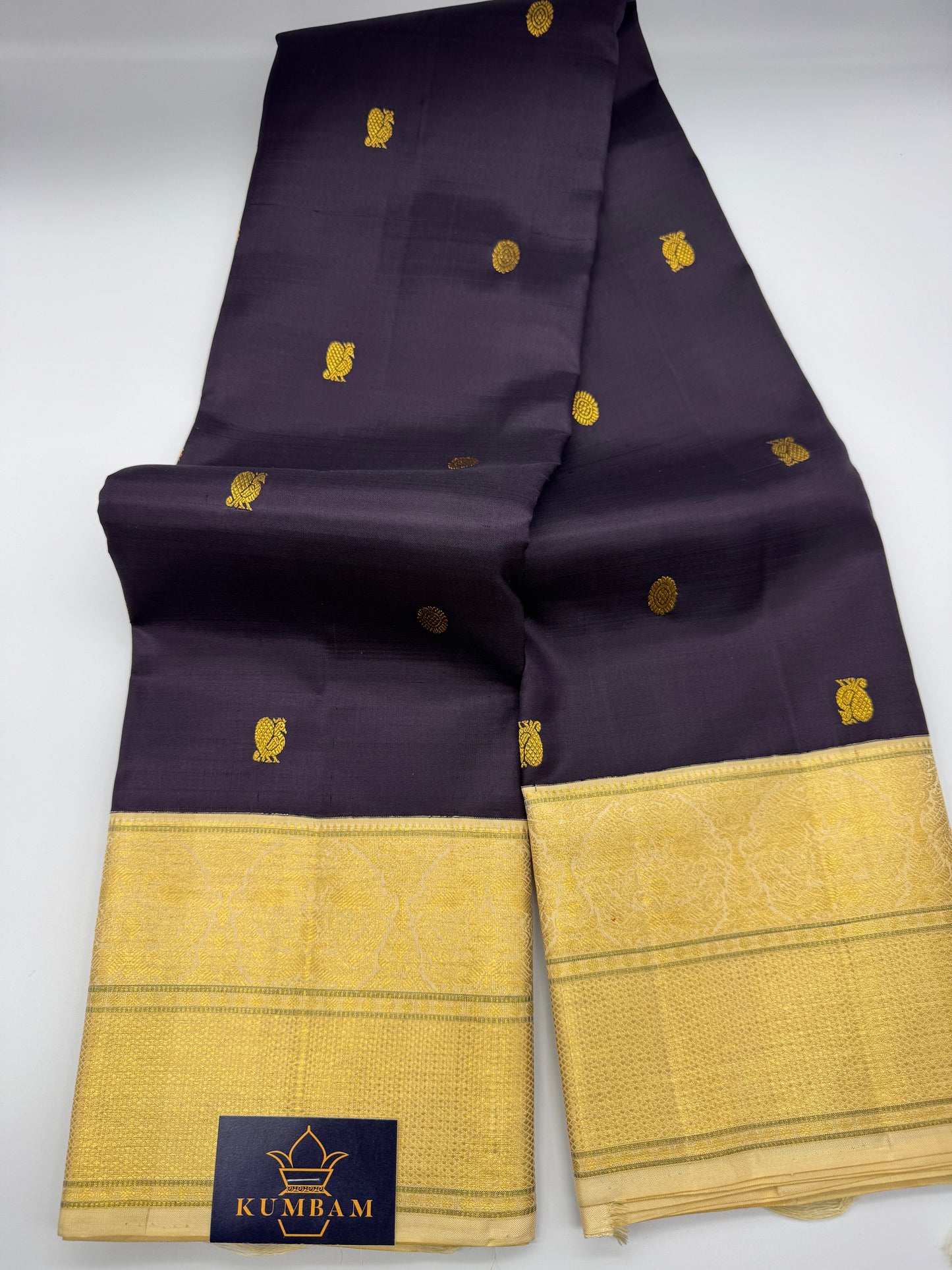 Midnight Blue & Ivory Kanchipuram Korvai Silk Saree