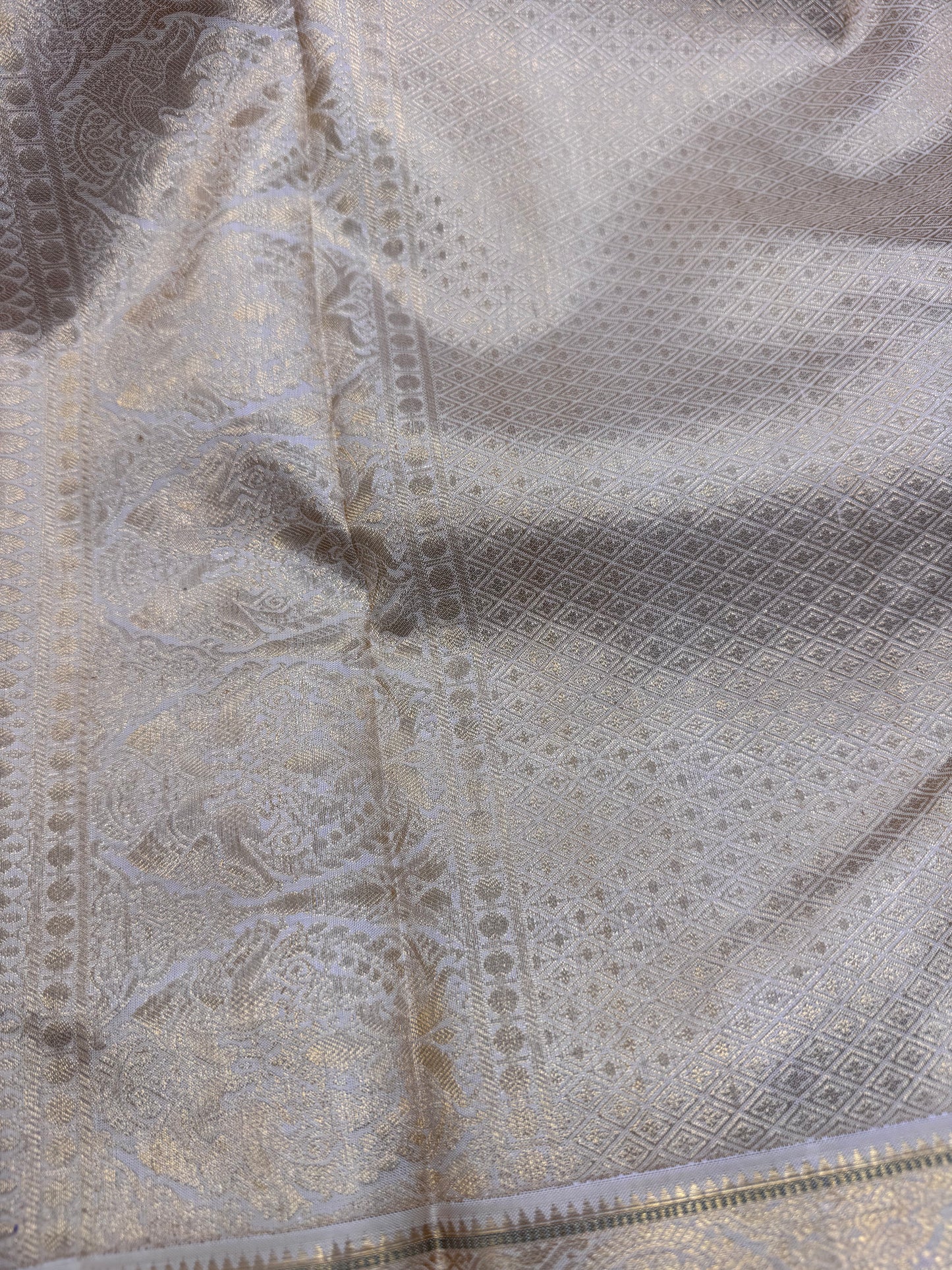 Midnight Blue & Ivory Kanchipuram Korvai Silk Saree