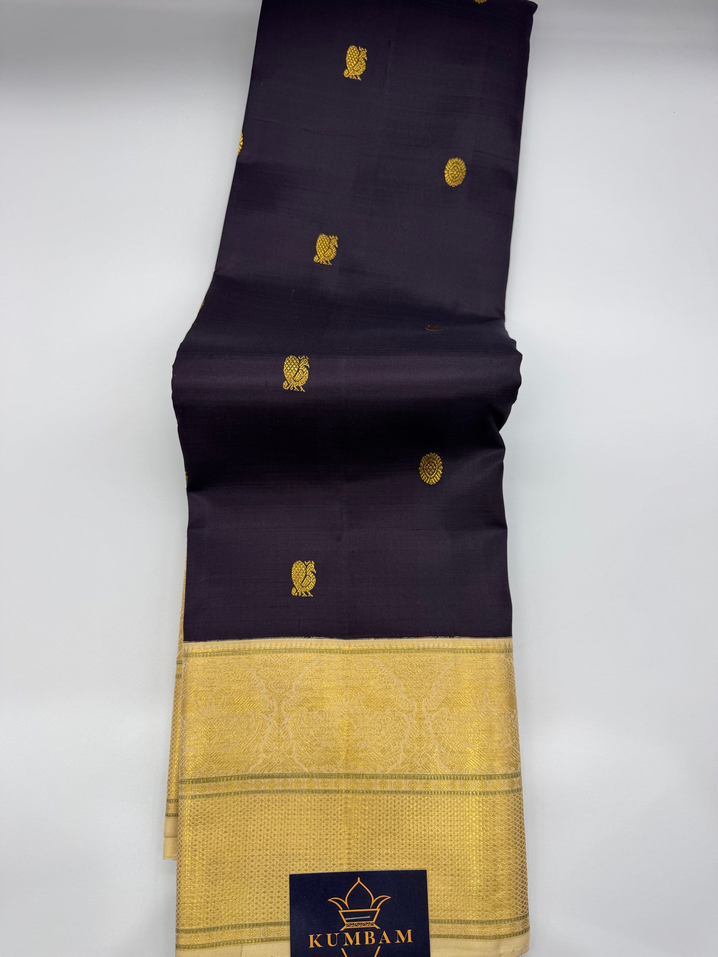 Midnight Blue & Ivory Kanchipuram Korvai Silk Saree