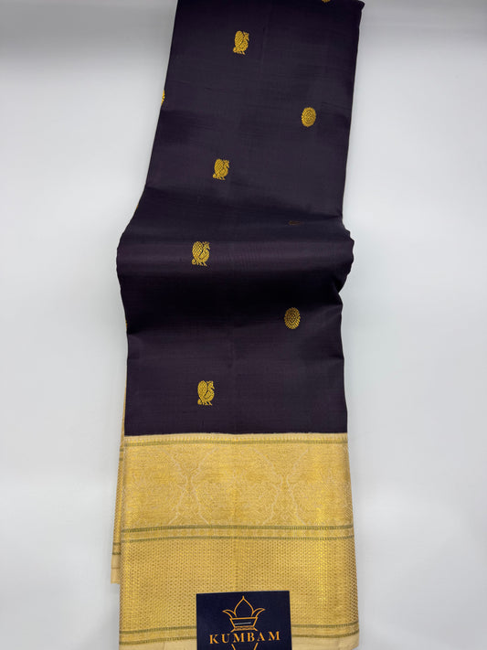 Midnight Blue & Ivory Kanchipuram Korvai Silk Saree