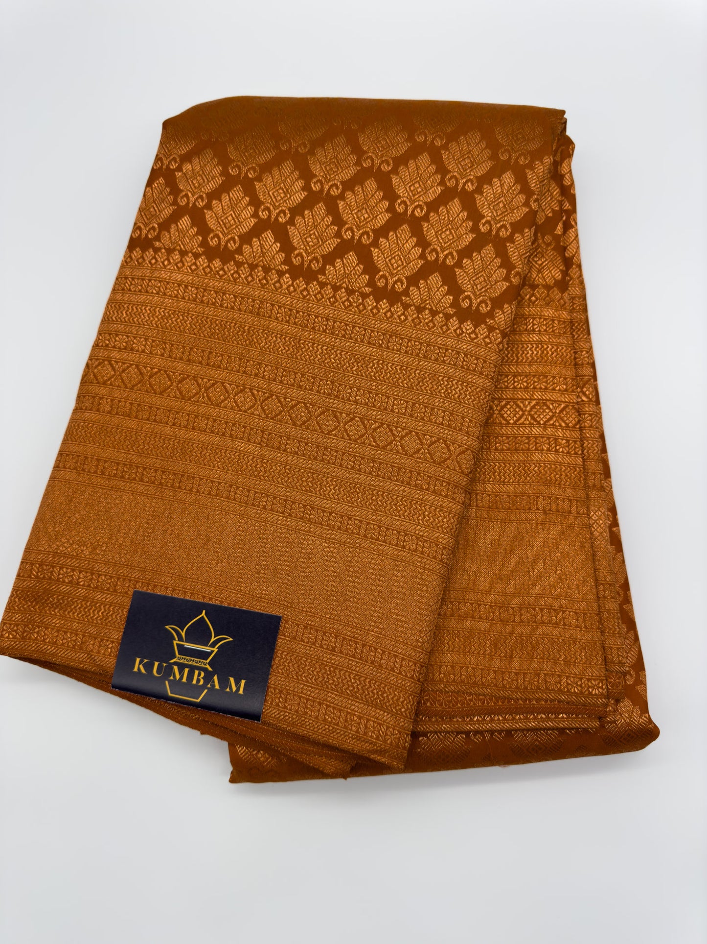 Burnt Orange Kanchipuram Silk Saree With Gold Zari