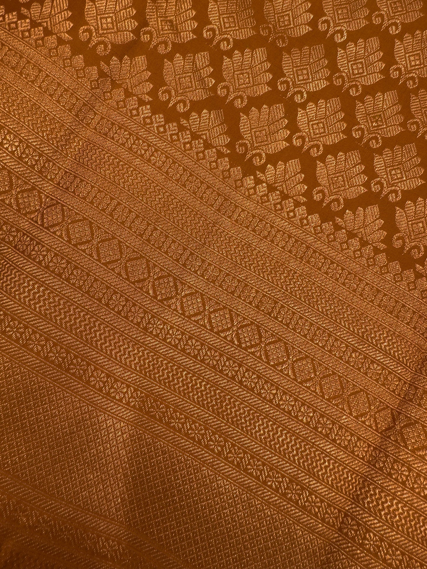 Burnt Orange Kanchipuram Silk Saree With Gold Zari