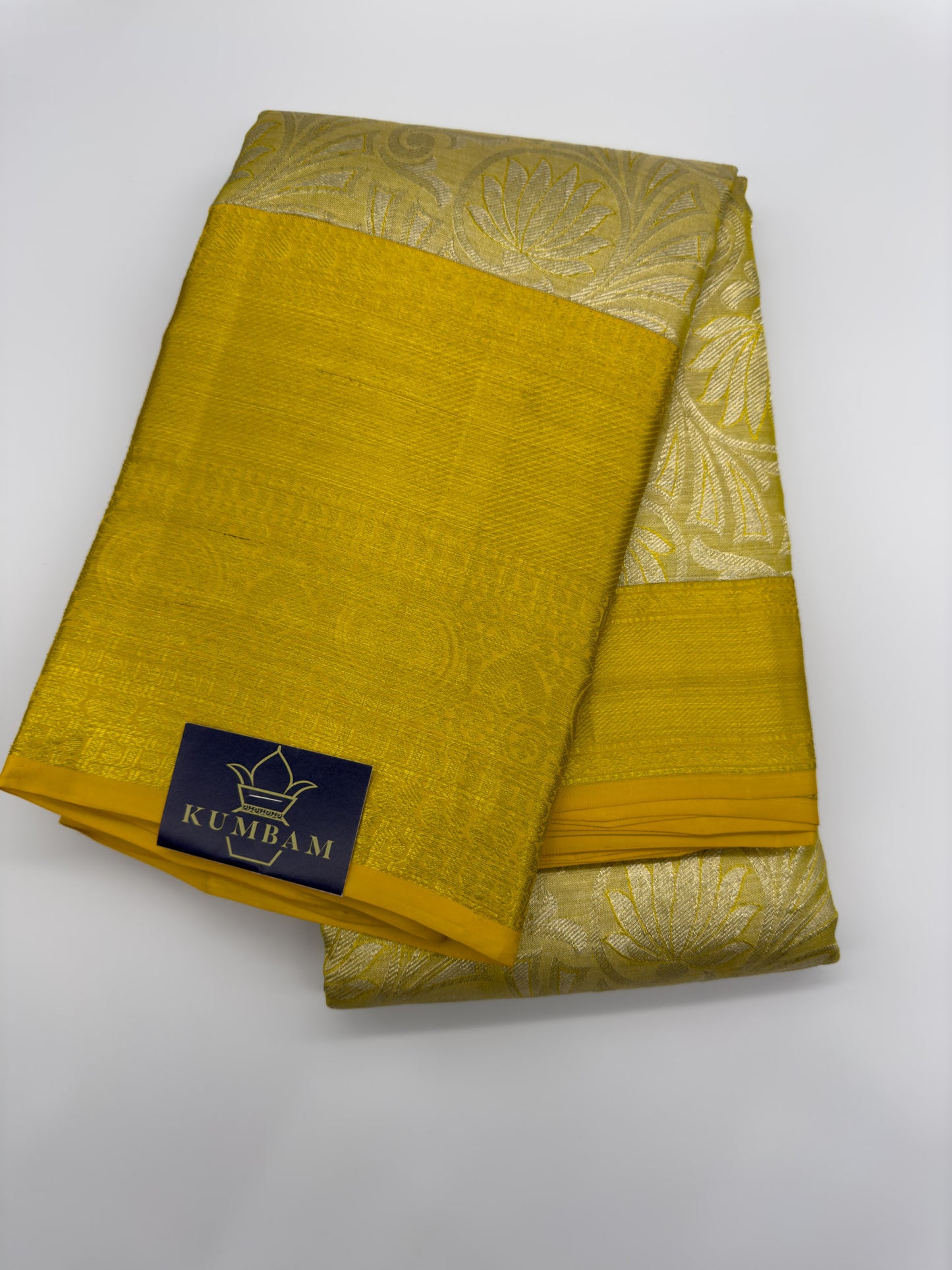 Butter Yellow Tissue Kanchipuram Silk Saree In Silver Zari