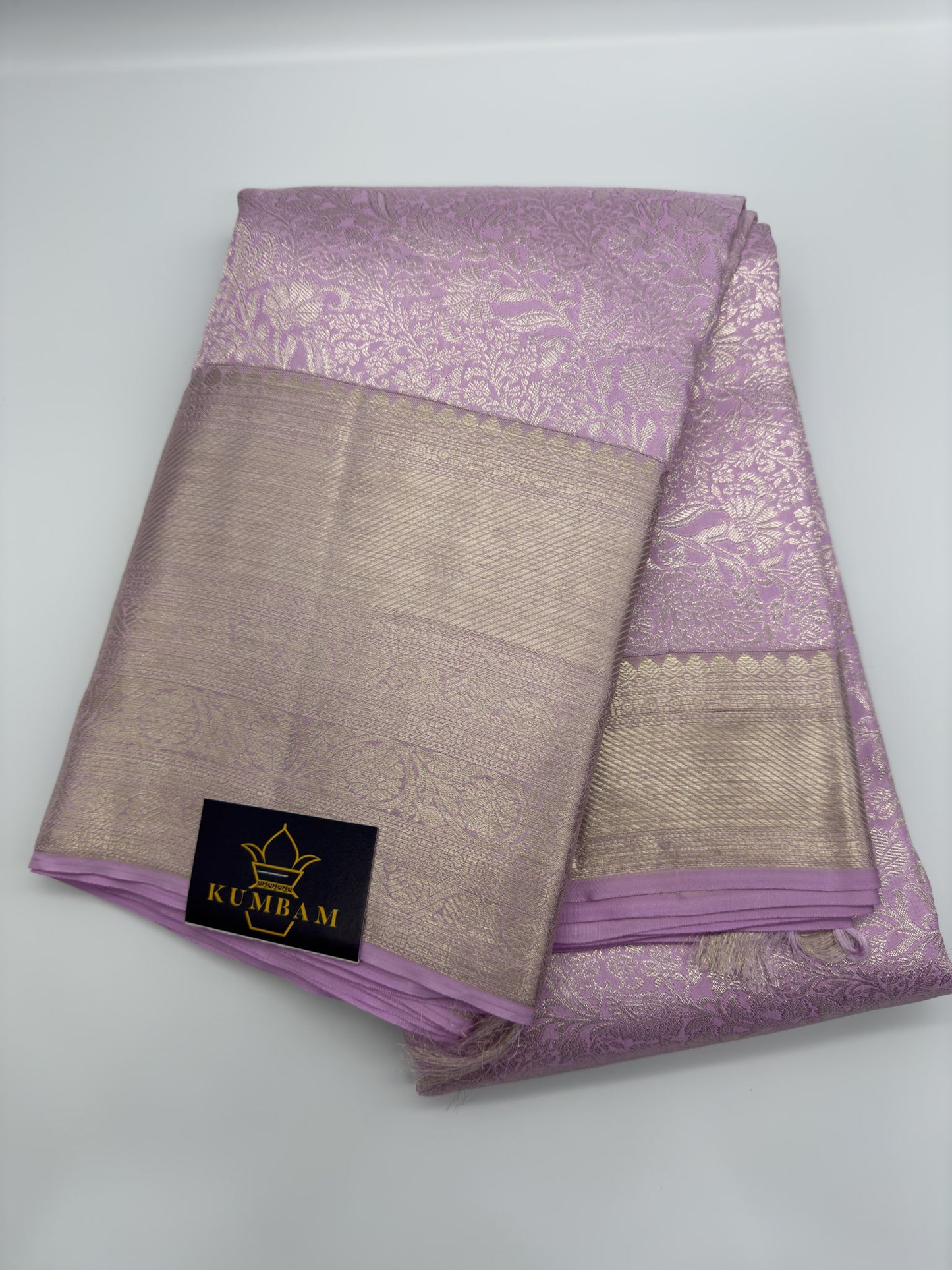 Lavender Kanchipuram Silk Saree With Silver Zari