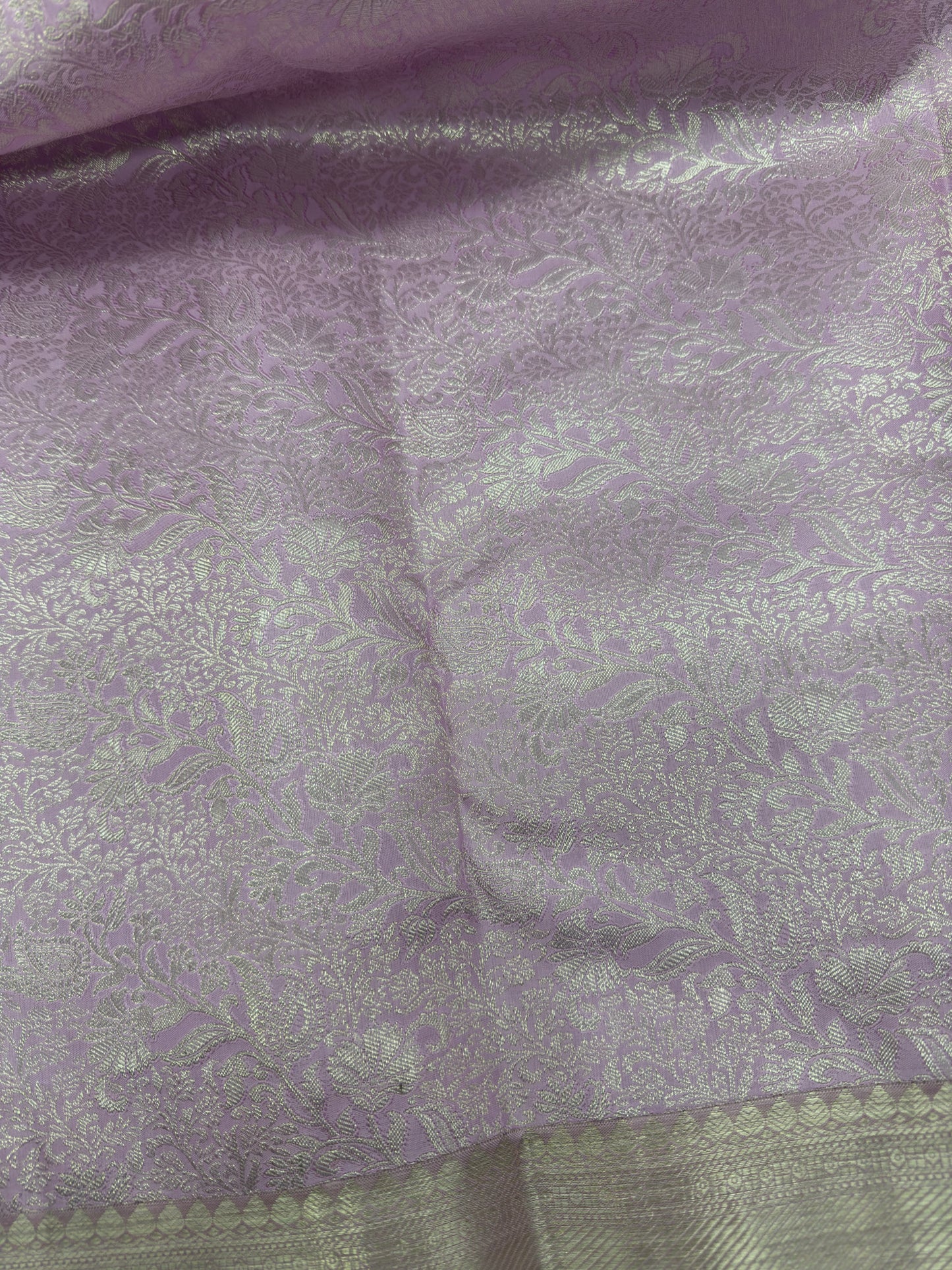 Lavender Kanchipuram Silk Saree With Silver Zari