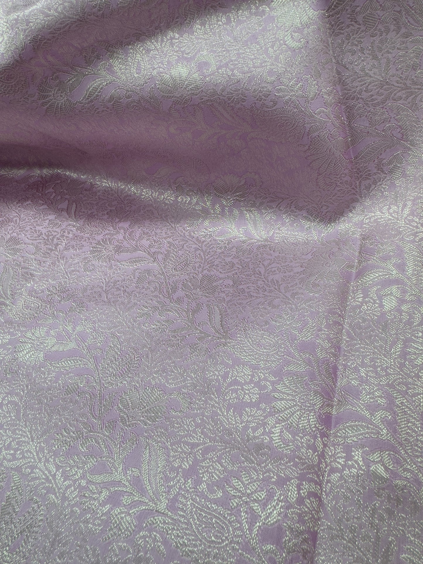 Lavender Kanchipuram Silk Saree With Silver Zari