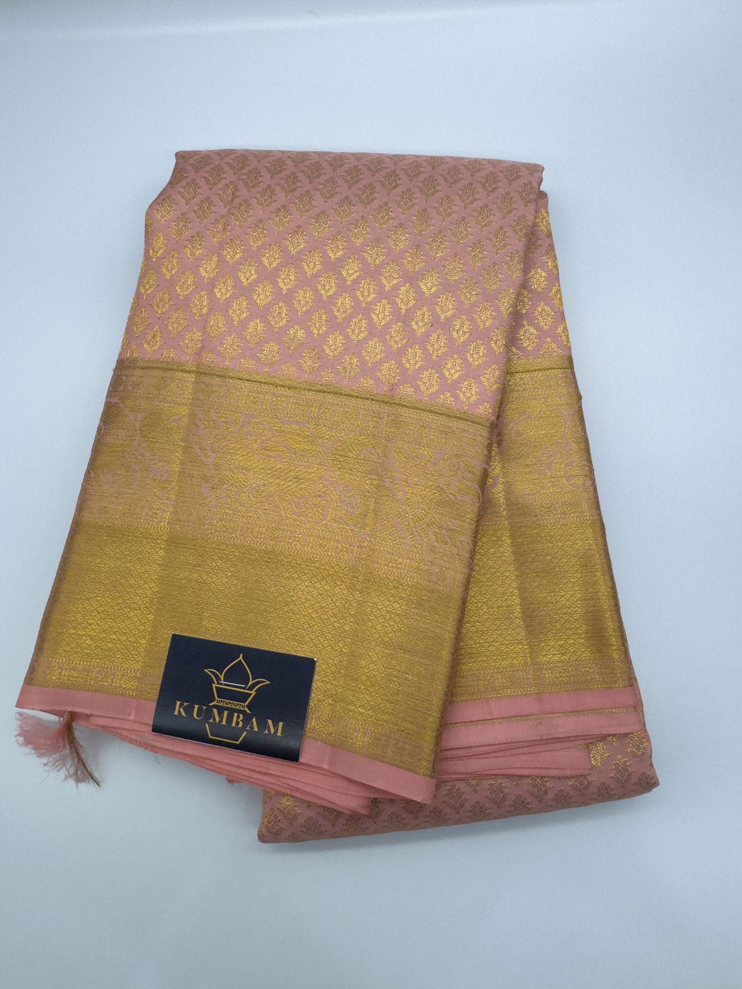 Blush Pink Kanchipuram Silk Saree With Gold Zari