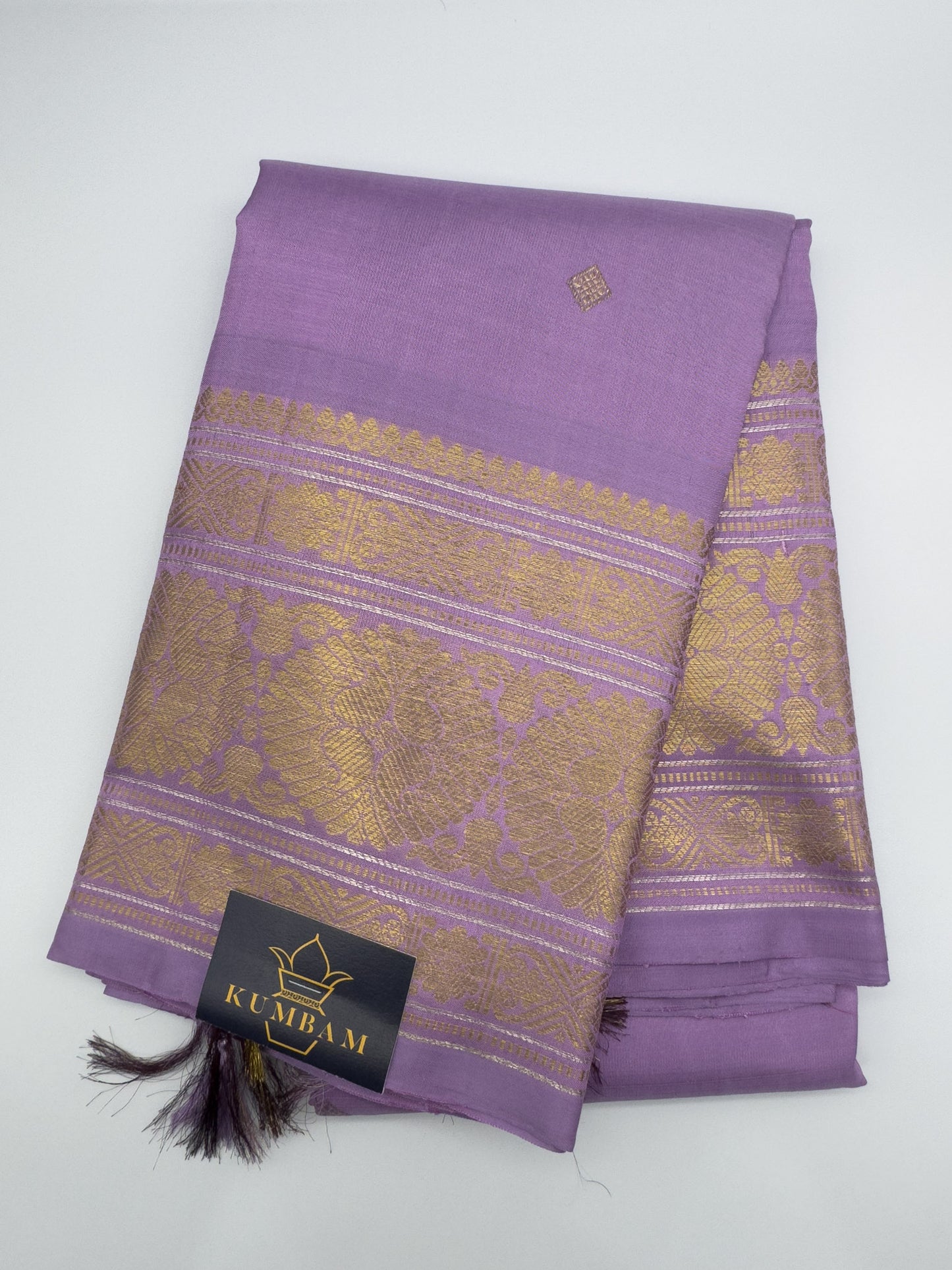 Lavender Kanchipuram Silk Saree With Pure Gold And Silver Zari