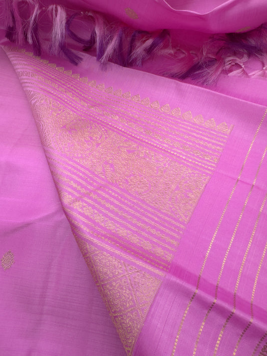 Orchid Kanchipuram Silk Saree With Gold Pure Zari