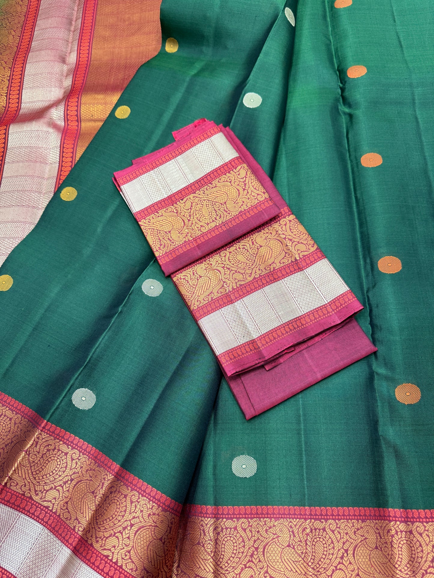 Moss Green Kanchipuram Silk Thread Saree