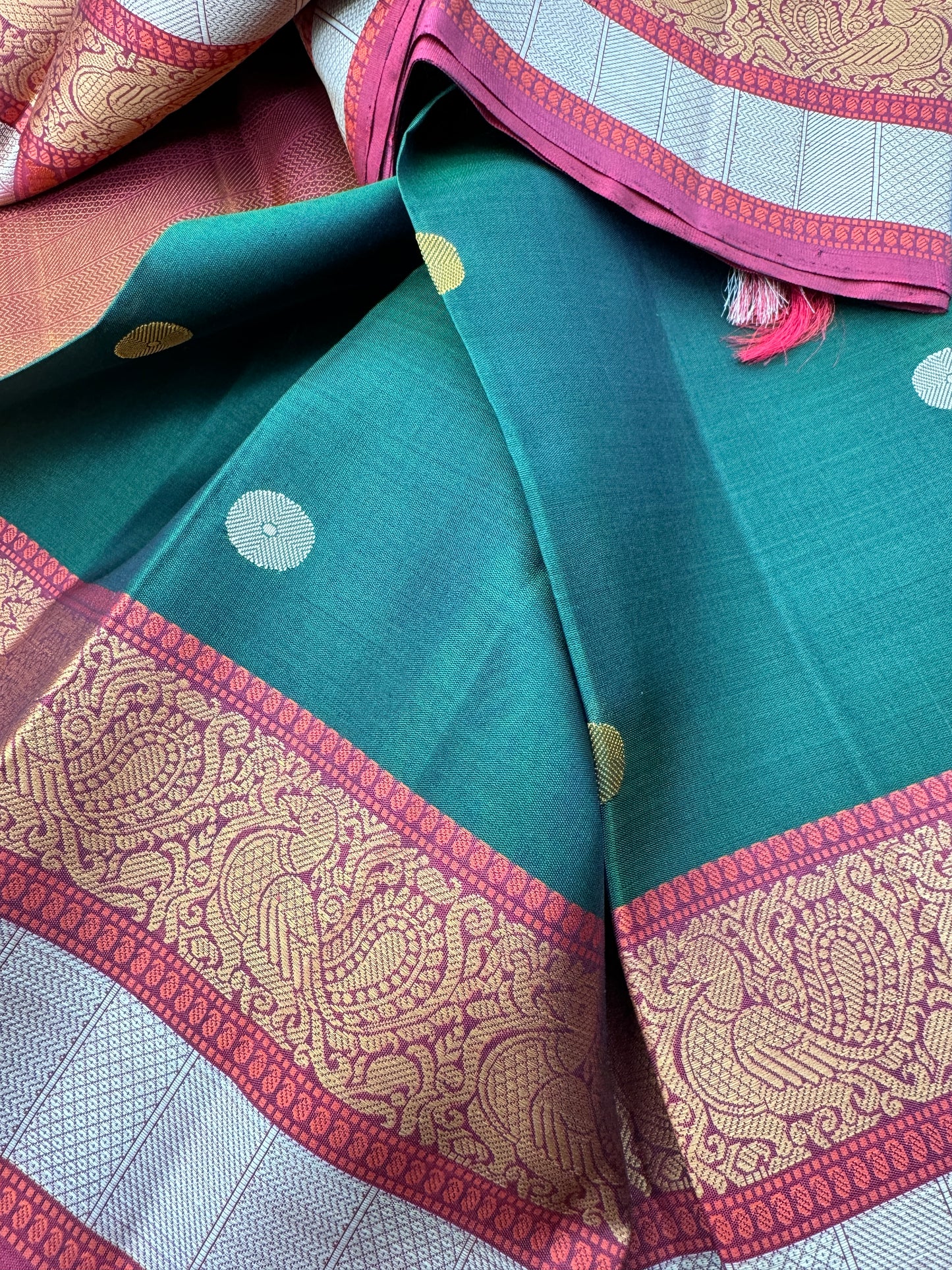 Moss Green Kanchipuram Silk Thread Saree