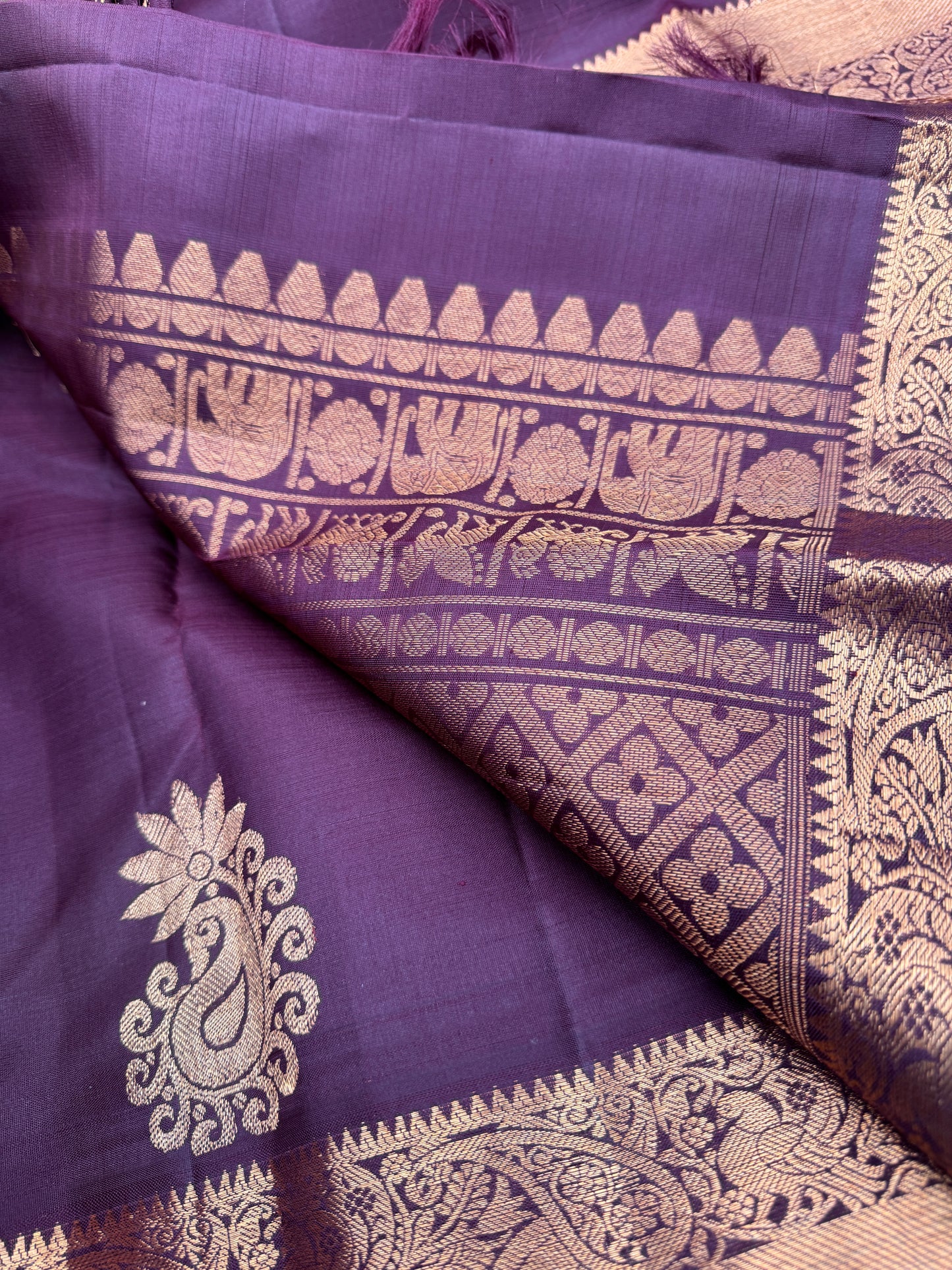 Cinnamon Brown Kanchipuram Silk Saree In Copper Zari