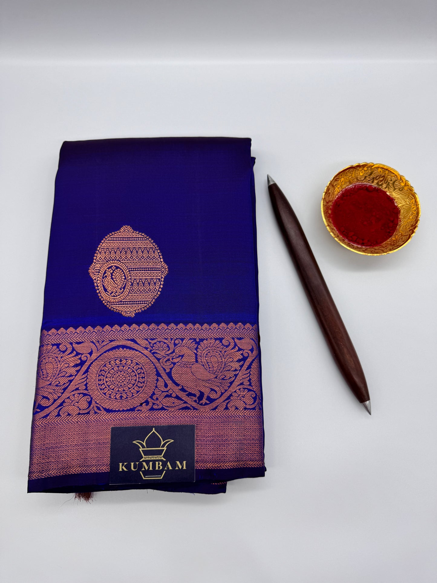 Royal Blue Kanchipuram Silk Saree With Copper Zari