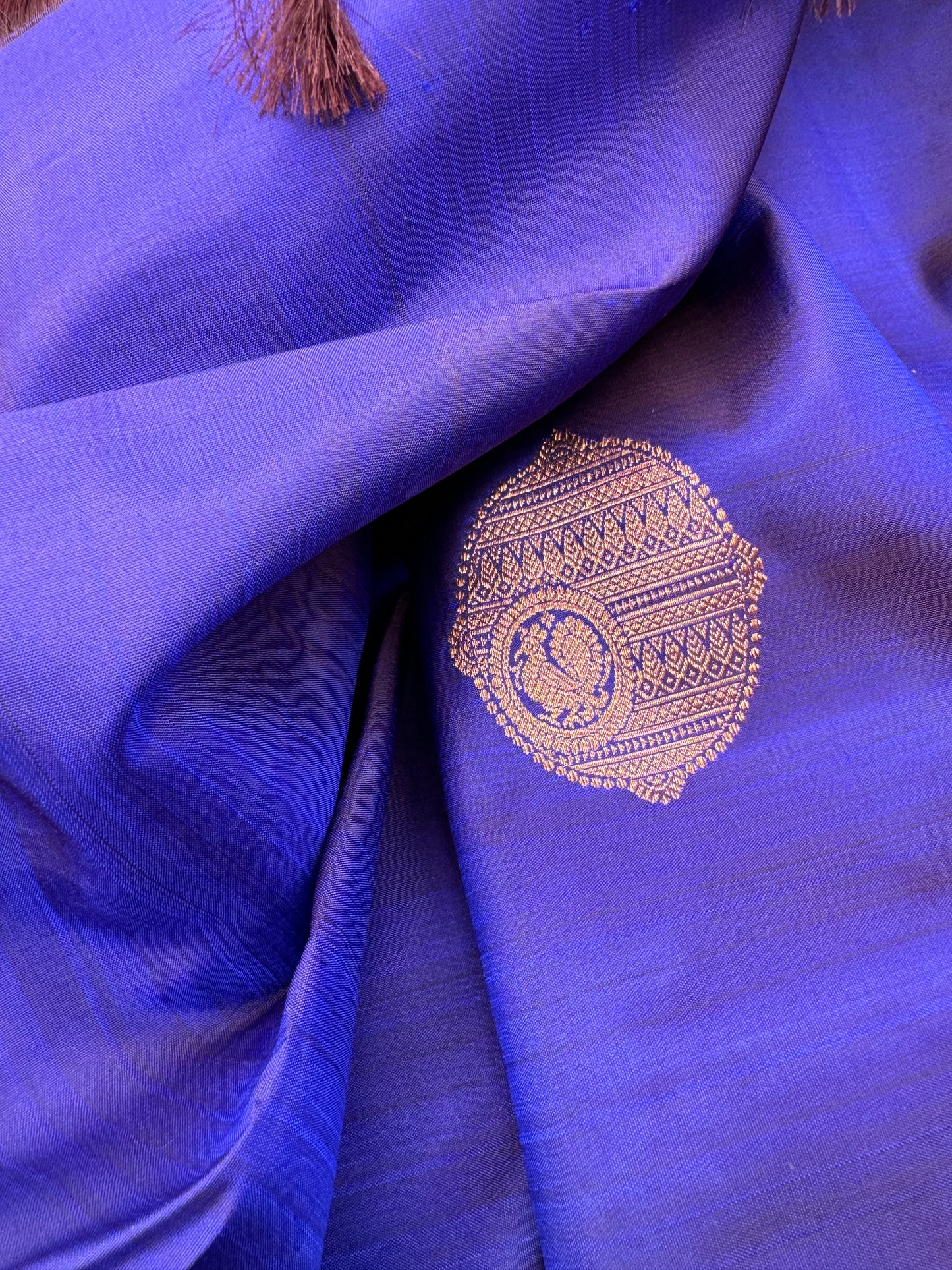 Royal Blue Kanchipuram Silk Saree With Copper Zari