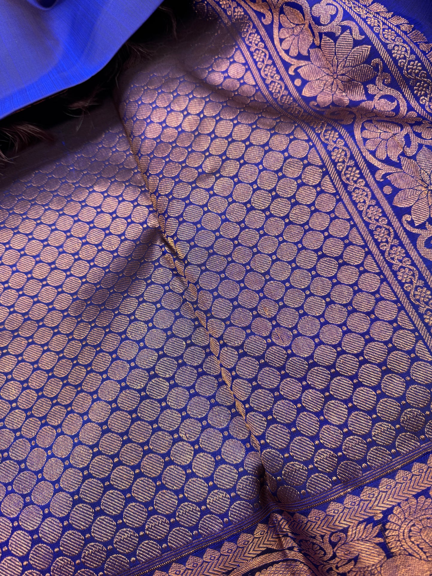 Royal Blue Kanchipuram Silk Saree With Copper Zari