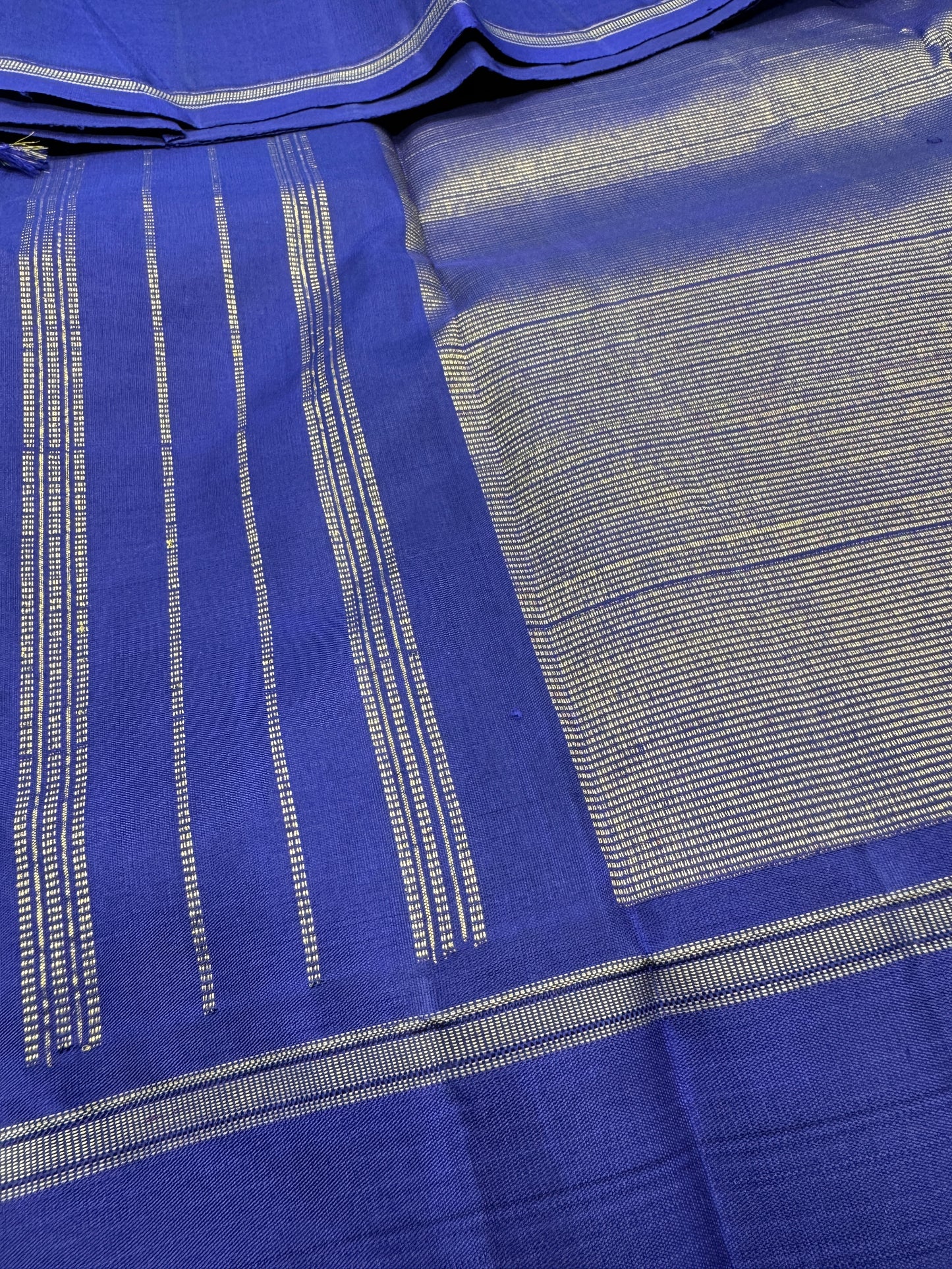 Light Blue Kanchipuram Silk Saree With Dark Blue Pallu