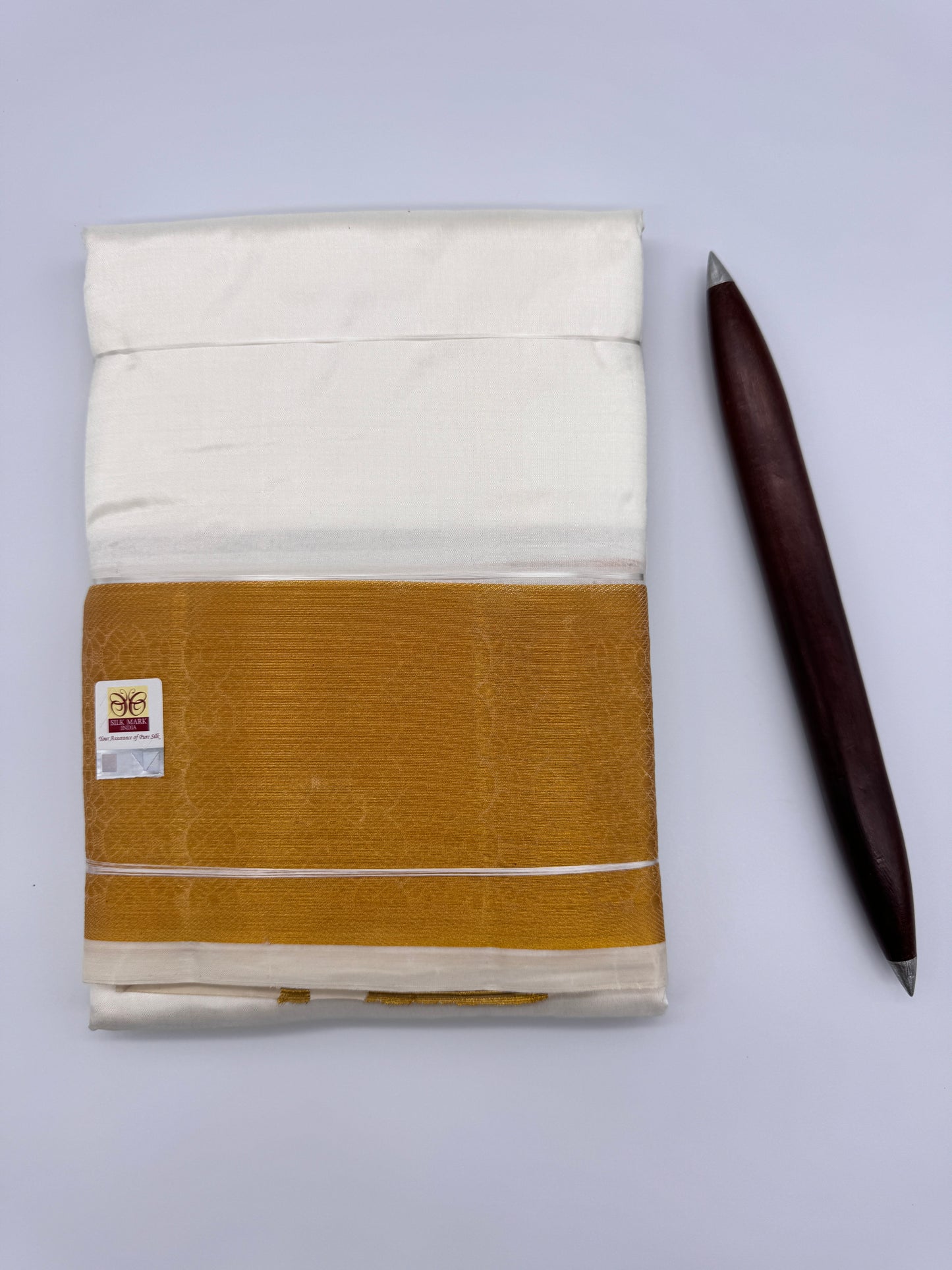 4inch Traditional Border Pure Silk Veshti - Cream